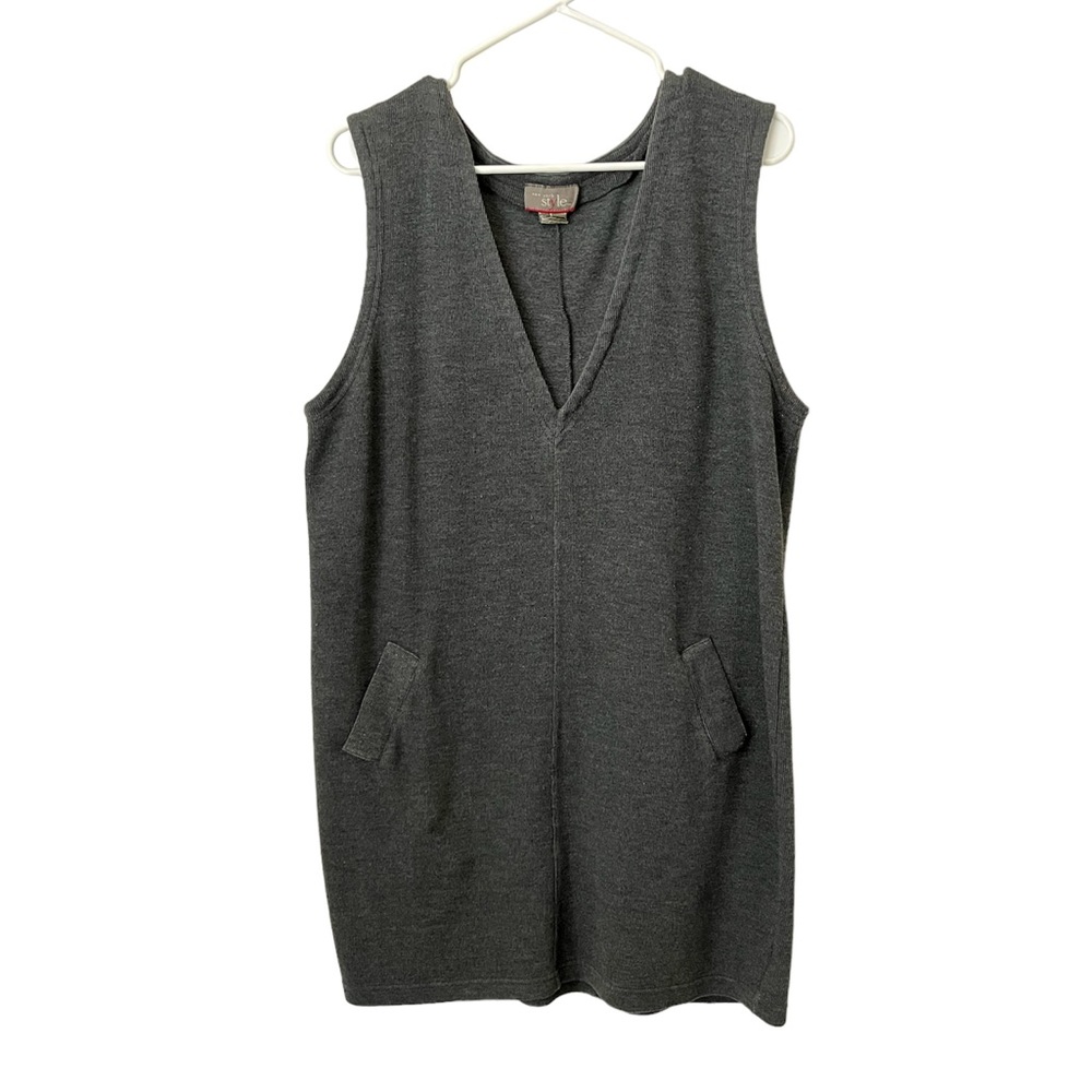 Charcoal Gray Sleeveless V-Neck Mini Dress - Unbranded